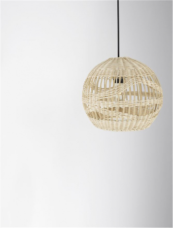 Pendul Nova Luce MARLO E27 1x12W   Natural Rattan Black Fabric Wire & Base  IP20 [5]