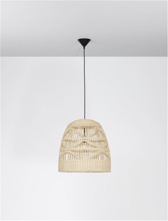 Pendul Nova Luce MARLO E27 1x12W   Natural Rattan Black Fabric Wire & Base  IP20 [3]