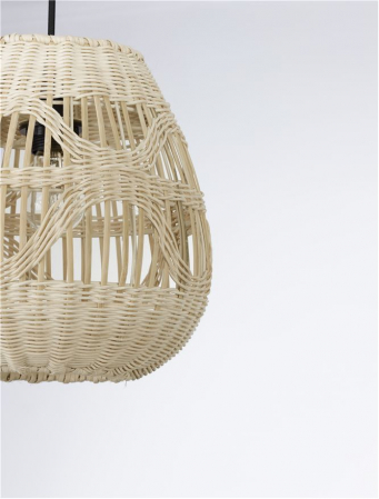 Pendul Nova Luce MARLO E27 1x12W   Natural Rattan Black Fabric Wire & Base  IP20 [4]