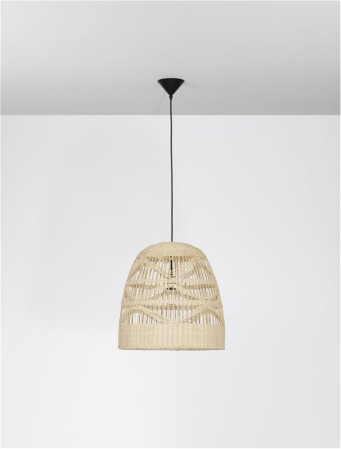 Pendul Nova Luce MARLO E27 1x12W   Natural Rattan Black Fabric Wire & Base  IP20 [2]