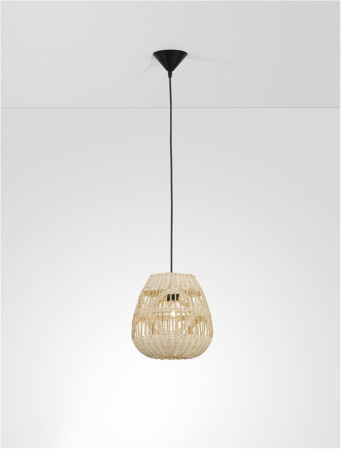 Pendul Nova Luce MARLO E27 1x12W   Natural Rattan Black Fabric Wire & Base  IP20 [3]