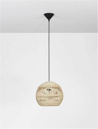 Pendul Nova Luce MARLO E27 1x12W   Natural Rattan Black Fabric Wire & Base  IP20 [2]