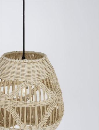 Pendul Nova Luce MARLO E27 1x12W   Natural Rattan Black Fabric Wire & Base  IP20 [5]