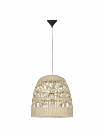 Pendul Nova Luce MARLO E27 1x12W   Natural Rattan Black Fabric Wire & Base  IP20