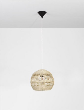 Pendul Nova Luce MARLO E27 1x12W   Natural Rattan Black Fabric Wire & Base  IP20 [3]