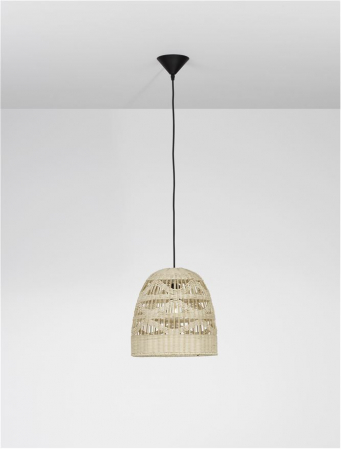 Pendul Nova Luce MARLO E27 1x12W   Natural Rattan Black Fabric Wire & Base  IP20 [1]