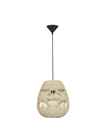 Pendul Nova Luce MARLO E27 1x12W   Natural Rattan Black Fabric Wire & Base  IP20