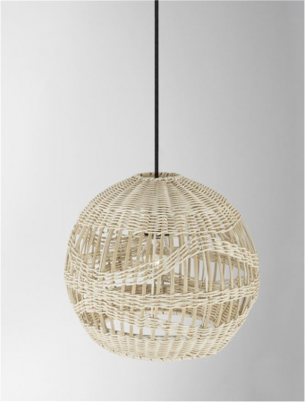 Pendul Nova Luce MARLO E27 1x12W   Natural Rattan Black Fabric Wire & Base  IP20 [6]