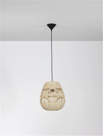 Pendul Nova Luce MARLO E27 1x12W   Natural Rattan Black Fabric Wire & Base  IP20 [2]
