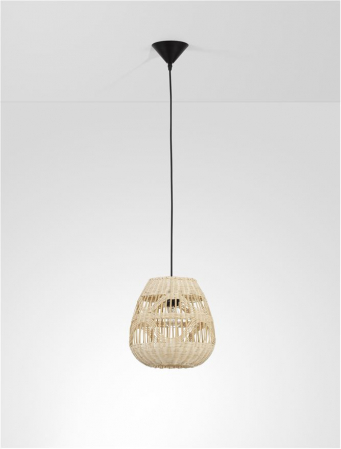 Pendul Nova Luce MARLO E27 1x12W   Natural Rattan Black Fabric Wire & Base  IP20 [2]