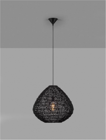 Pendul Nova Luce MELODY 9586518 E27 1x12W    Black Paper Rope Black Fabric W ire & Base   IP20 [2]