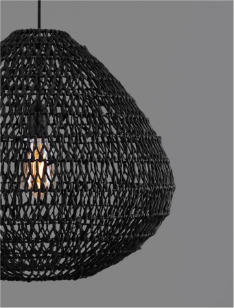 Pendul Nova Luce MELODY 9586518 E27 1x12W    Black Paper Rope Black Fabric W ire & Base   IP20 [3]