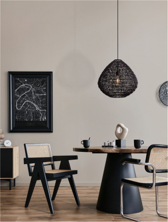 Pendule - Pendul Nova Luce MELODY 9586518 E27 1x12W    Black Paper Rope Black Fabric W ire & Base   IP20