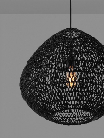 Pendul Nova Luce MELODY 9586518 E27 1x12W    Black Paper Rope Black Fabric W ire & Base   IP20 [4]