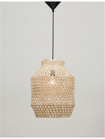 Pendul Nova Luce MIA E27 1x12W   Natural Rattan Black Fabric Wire & Base  IP20 [1]