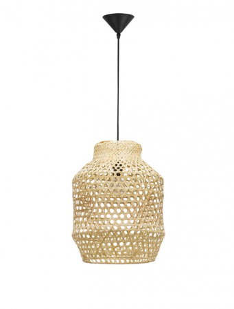Moderne - Pendul Nova Luce MIA E27 1x12W   Natural Rattan Black Fabric Wire & Base  IP20