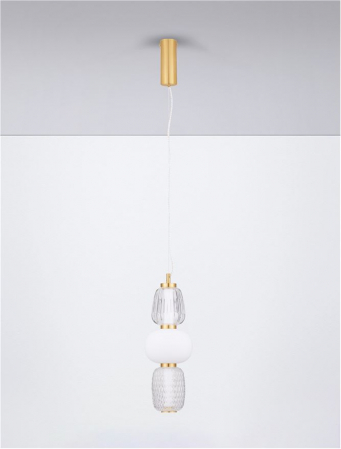 Pendul Nova Luce MOVIL 9030537 LED 28W 3000K 3748lm Clear & Acid Opal Glass & Glossy Gold Metal Base  Dimmable IP20 [2]