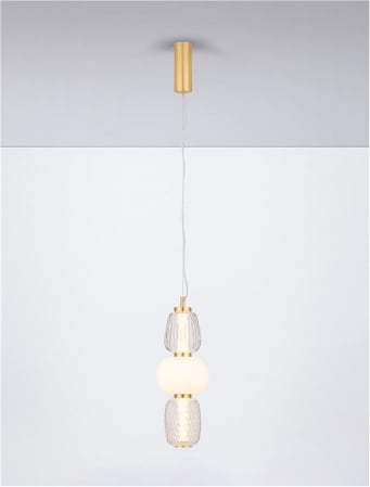 Pendul Nova Luce MOVIL 9030537 LED 28W 3000K 3748lm Clear & Acid Opal Glass & Glossy Gold Metal Base  Dimmable IP20 [3]