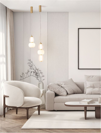 Lustre - Pendul Nova Luce MOVIL 9030537 LED 28W 3000K 3748lm Clear & Acid Opal Glass & Glossy Gold Metal Base  Dimmable IP20