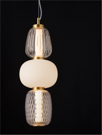 Pendul Nova Luce MOVIL 9030537 LED 28W 3000K 3748lm Clear & Acid Opal Glass & Glossy Gold Metal Base  Dimmable IP20 [4]