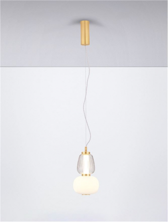 Pendul Nova Luce MOVIL 9030538 LED 18W 3000K 2335lm Clear & Acid Opal Glass & Glossy Gold Metal Base  Dimmable IP20 [3]