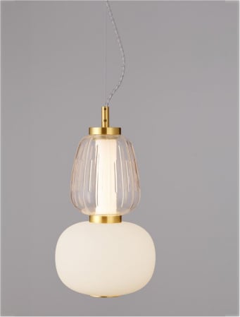 Pendul Nova Luce MOVIL 9030538 LED 18W 3000K 2335lm Clear & Acid Opal Glass & Glossy Gold Metal Base  Dimmable IP20 [5]