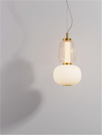 Lustre - Pendul Nova Luce MOVIL 9030538 LED 18W 3000K 2335lm Clear & Acid Opal Glass & Glossy Gold Metal Base  Dimmable IP20