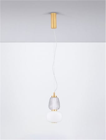 Pendul Nova Luce MOVIL 9030538 LED 18W 3000K 2335lm Clear & Acid Opal Glass & Glossy Gold Metal Base  Dimmable IP20 [2]