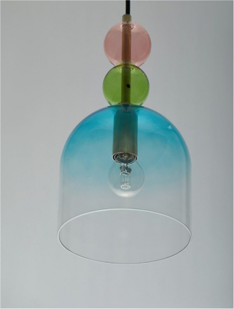 Pendul Nova Luce MURANO E14 1x5W   Sandy Gold MetalGlossy Light Green, Blue & Pink Glass IP20 [2]