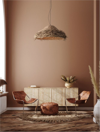 Moderne - Pendul Nova Luce NATU 9586513 E27 1x12W    Natural Seagrass Black Fabric W ire & Base   IP20