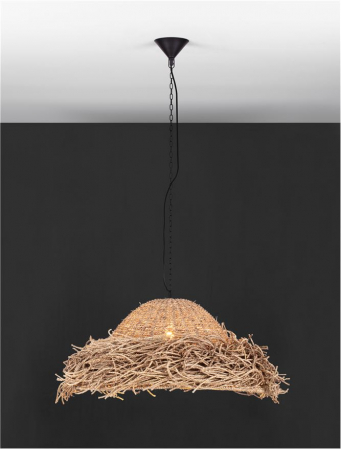Pendul Nova Luce NATU 9586513 E27 1x12W    Natural Seagrass Black Fabric W ire & Base   IP20 [2]