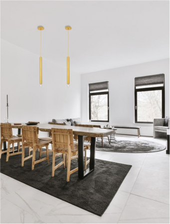 Pendul Nova Luce NORWAY E27 1x12W   Gold MetalGold Fabric Wire IP20 [1]