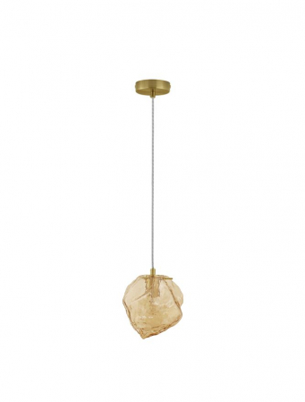 Pendul Nova Luce ODELLE E14 1x5W   Brass Gold Metal & Amber Glass IP20