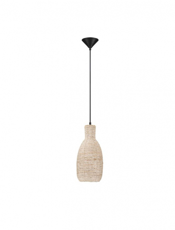 Moderne - Pendul Nova Luce ONA 9586626 Natural Corn Skin Rope Sandy Black Steel Base E27 1x12W IP20