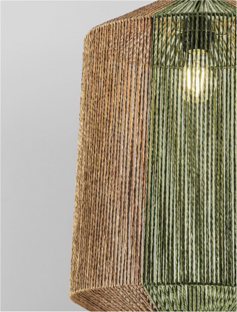 Pendul Nova Luce ORA 9586602 Natural & Green Rope Sandy Black Steel Base E27 1x12W IP20 [4]