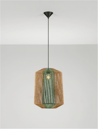 Pendul Nova Luce ORA 9586602 Natural & Green Rope Sandy Black Steel Base E27 1x12W IP20 [3]