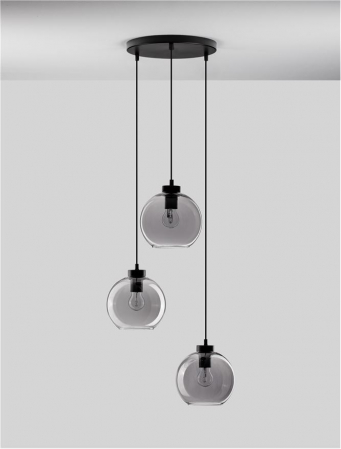 Pendul Nova Luce PALMER E27 1x12W   Smoky Glass & Black Cord & Black Metal Base IP20 [2]