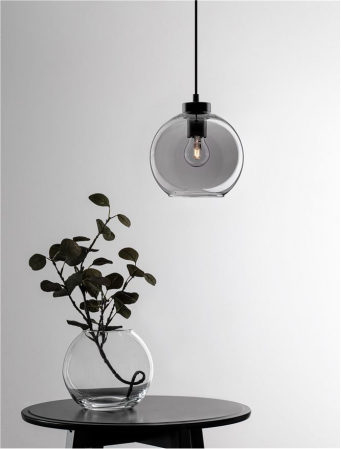 Pendul Nova Luce PALMER E27 1x12W   Smoky Glass & Black Cord & Black Metal Base IP20 [1]