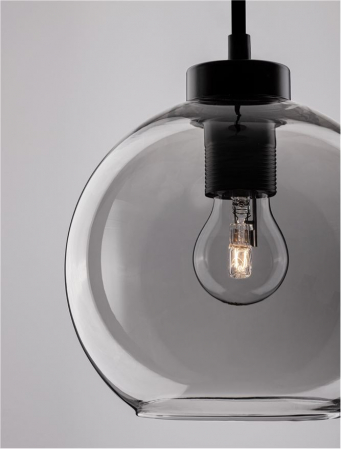 Pendul Nova Luce PALMER E27 1x12W   Smoky Glass & Black Cord & Black Metal Base IP20 [4]