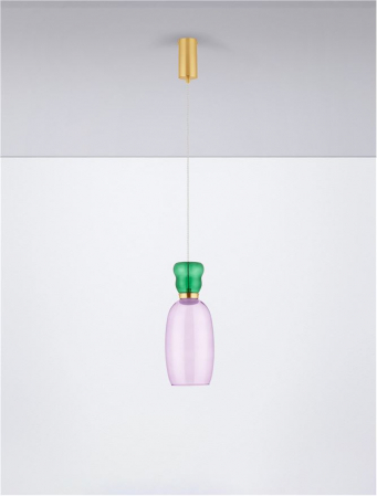 Pendul Nova Luce PLUMA 9030544 LED 9W 3000K 914lm Sandy Gold Metal Glossy Jasper & Purple Glass   IP20 [2]