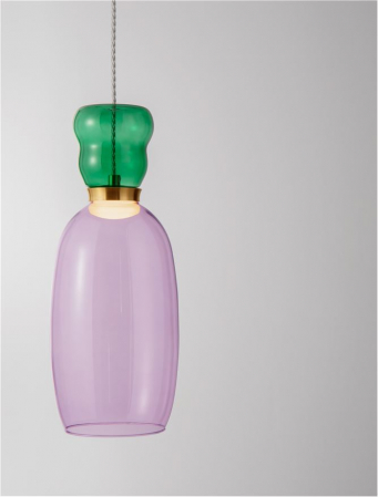 Pendul Nova Luce PLUMA 9030544 LED 9W 3000K 914lm Sandy Gold Metal Glossy Jasper & Purple Glass   IP20 [4]