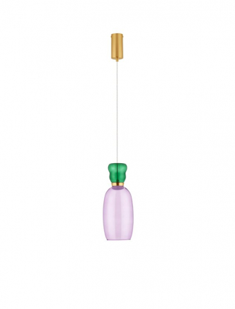 Pendul Nova Luce PLUMA 9030544 LED 9W 3000K 914lm Sandy Gold Metal Glossy Jasper & Purple Glass   IP20 [1]