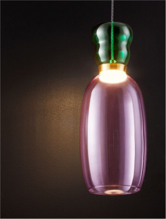 Pendul Nova Luce PLUMA 9030544 LED 9W 3000K 914lm Sandy Gold Metal Glossy Jasper & Purple Glass   IP20 [5]