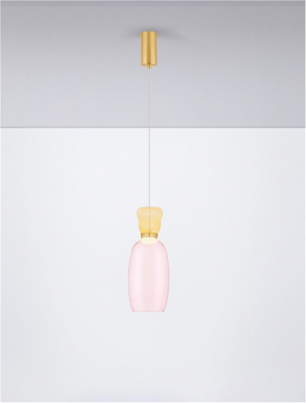 Pendul Nova Luce PLUMA 9030545 LED 9W 3000K 914lm Sandy Gold Metal Glossy YelloW  & Pink Glass  IP20 [3]