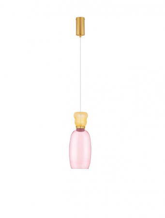 Pendul Nova Luce PLUMA 9030545 LED 9W 3000K 914lm Sandy Gold Metal Glossy YelloW  & Pink Glass  IP20 [1]