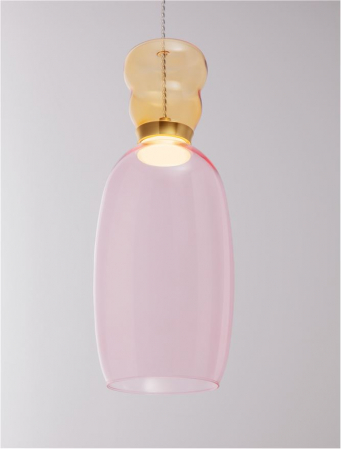 Pendul Nova Luce PLUMA 9030545 LED 9W 3000K 914lm Sandy Gold Metal Glossy YelloW  & Pink Glass  IP20 [4]