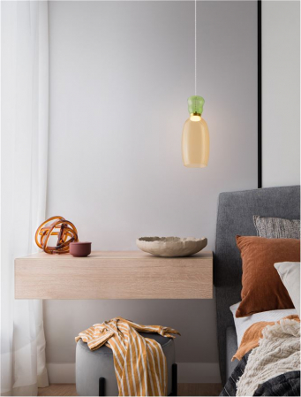 Pendul Nova Luce PLUMA 9030546 LED 9W 3000K 914lm Sandy Gold Metal Glossy Light Green & YelloW  Glass   IP20