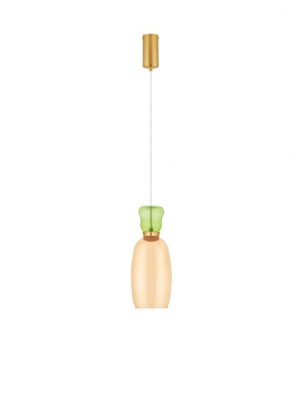 Pendul Nova Luce PLUMA 9030546 LED 9W 3000K 914lm Sandy Gold Metal Glossy Light Green & YelloW  Glass   IP20 [1]
