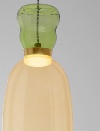 Pendul Nova Luce PLUMA 9030546 LED 9W 3000K 914lm Sandy Gold Metal Glossy Light Green & YelloW  Glass   IP20 [4]