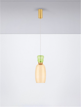 Pendul Nova Luce PLUMA 9030546 LED 9W 3000K 914lm Sandy Gold Metal Glossy Light Green & YelloW  Glass   IP20 [2]